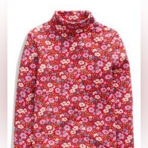 NWT Mini Boden Red Floral Print Turtleneck (sz 7/8)